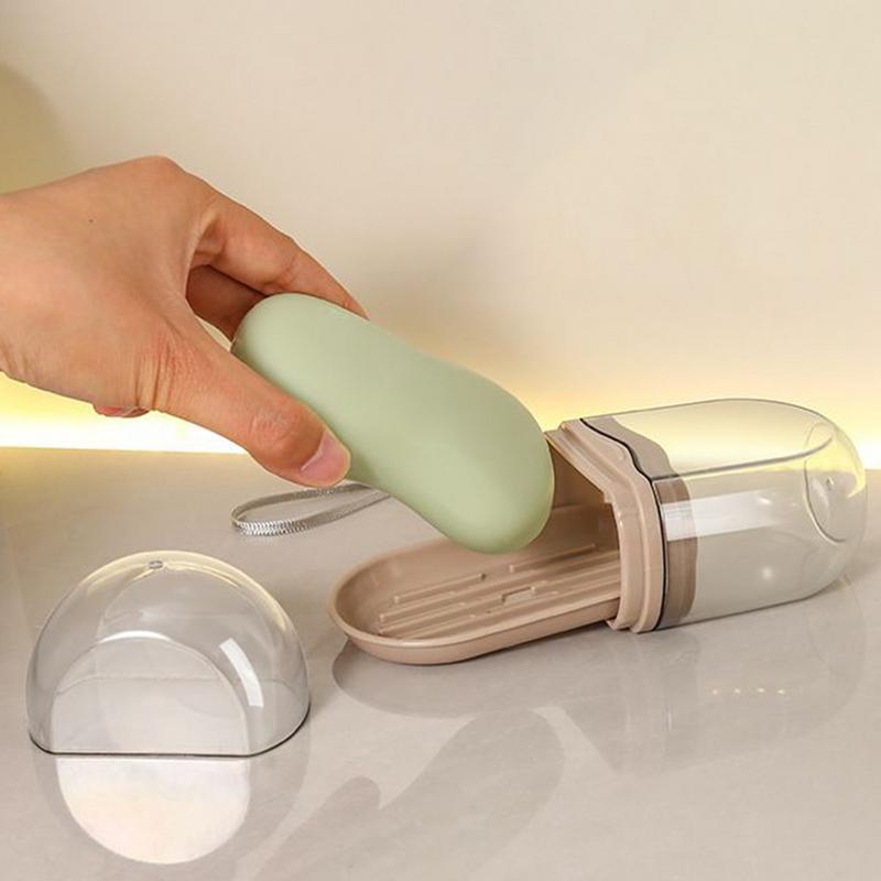 Portable Travel Soap Dish With Drain Water Bathroom Supplies Waterproof Sealed Transparent Bathroom Holders And Dispensers