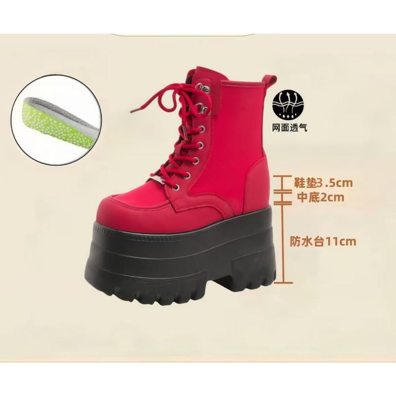 Fashion 13CM,17CM Women's Boots Autumn Women Ankle Boots Platform Wedges High Heels Booties New Fashion Design Red Cosplay Shoes Women