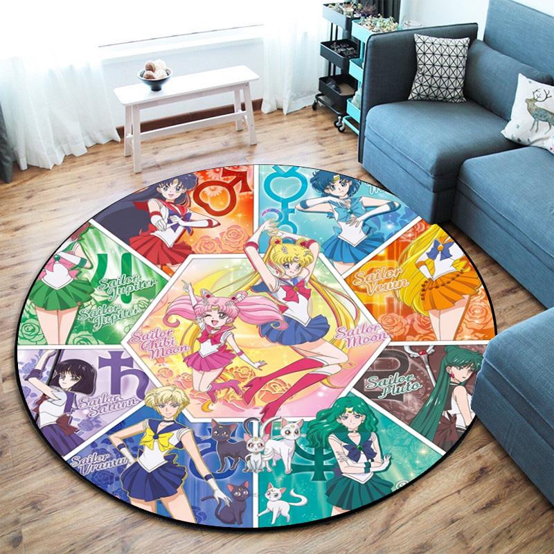Cute Cartoon Theme Sailor Moon Tsukino Usagi Cartoon Rug Multifunctional Household Anti-slip Decorative Door Mat, Outdoor Floor Mat, and Carpet Q12