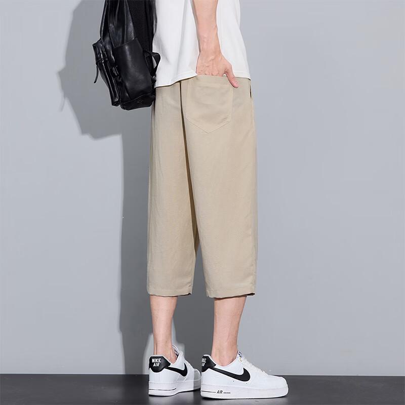 MEDE Men's Tencel Linen Cropped Casual Pants