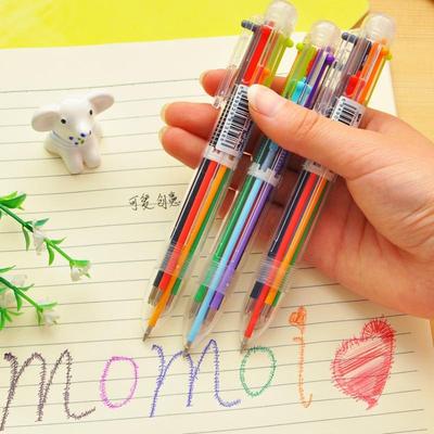 5 PCS Kawaii Cute Multicolor Ballpoint Pen Ball Pen with 6 Colors Creative Papeterie School Chancery Office Supplies