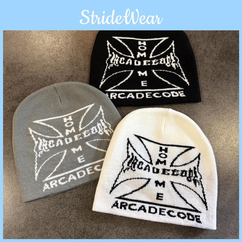 Streetwear Urban Cross Letter Knitted Cap With Acrylic Material For Casual Style