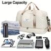 Large Capacity Multifunctial Travel Bag, Spacious Diamd Pattern Sports and Fitness Bag, Portable Weekender Overnight Bag