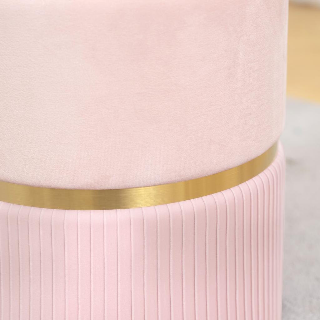 Velvet-Feel Storage Ottoman - Pink