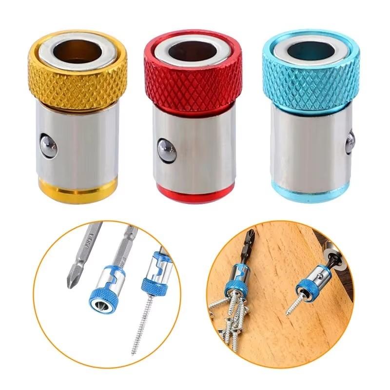 3PC Universal 1/4 Batch Head Colored Magnetic Coil Metal Screwdriver Head Positioning Magnetizer Electric Tool Accessory Set