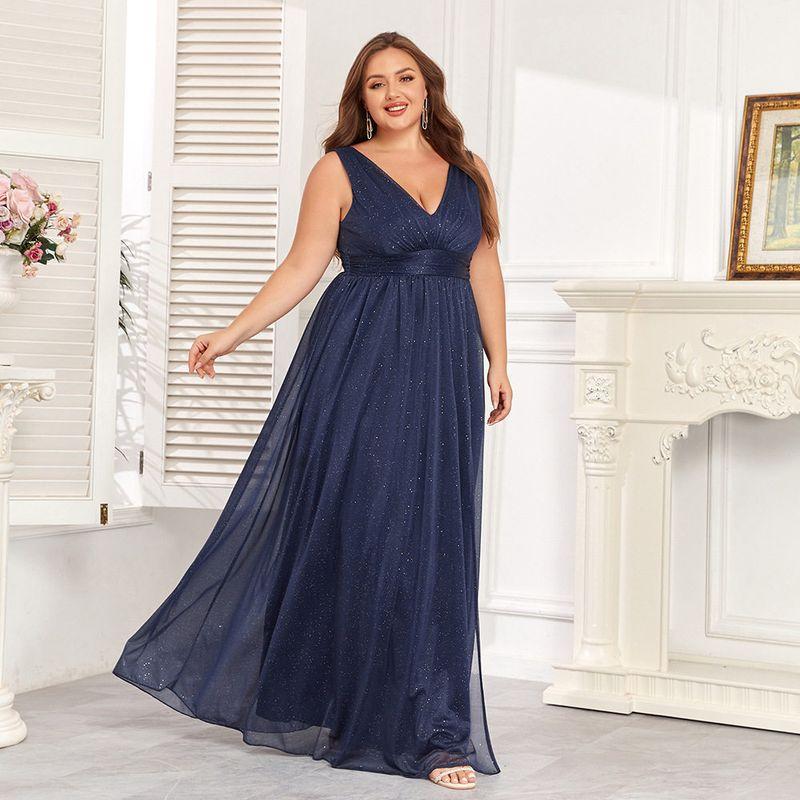 Plus Size Evening Party Dress Long Dress Wedding Plus Size Formal Dress Navy blue L
