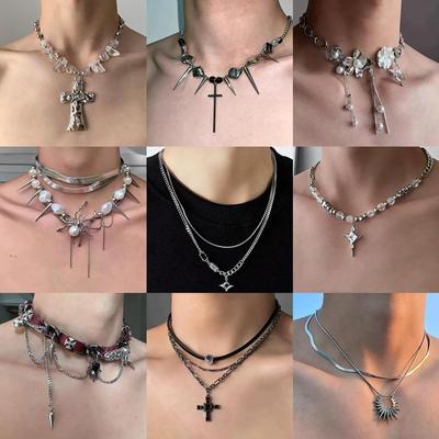 Starburst Double Layer Men's Necklace: Trendy, Light Luxury Hip Hop Style, Unisex Clavicle Chain