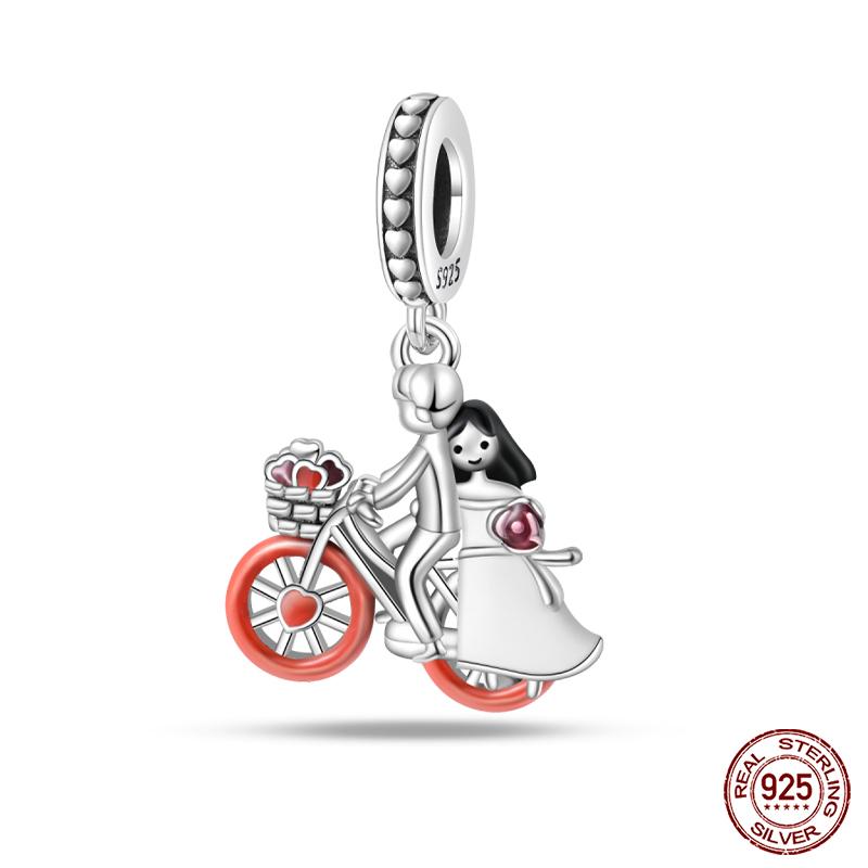 Copper Romantic Couple Rose Valentine'S Day Charms Beads Fit Qikaola Original Bracelets Fine Diy Jewelry Gifts