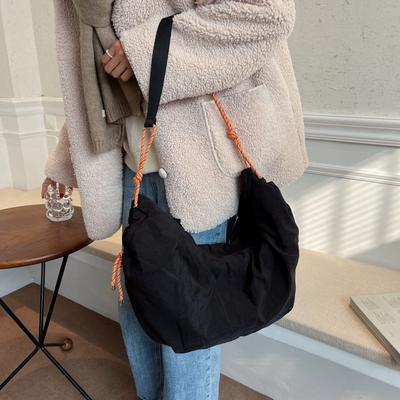 Japan and Korea Casual Shoulder Bag Students Class Large Capacity Dumpling Bag Winter Soft High Sense Solid Color Messenger Bag