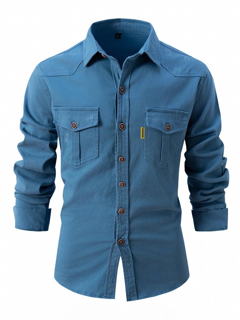 Autunno Inverno Camicie Casual da Uomo in Cotone Elasticizzato Lavato Moda Business Tinta Unita Camicia a Maniche Lunghe Uomo