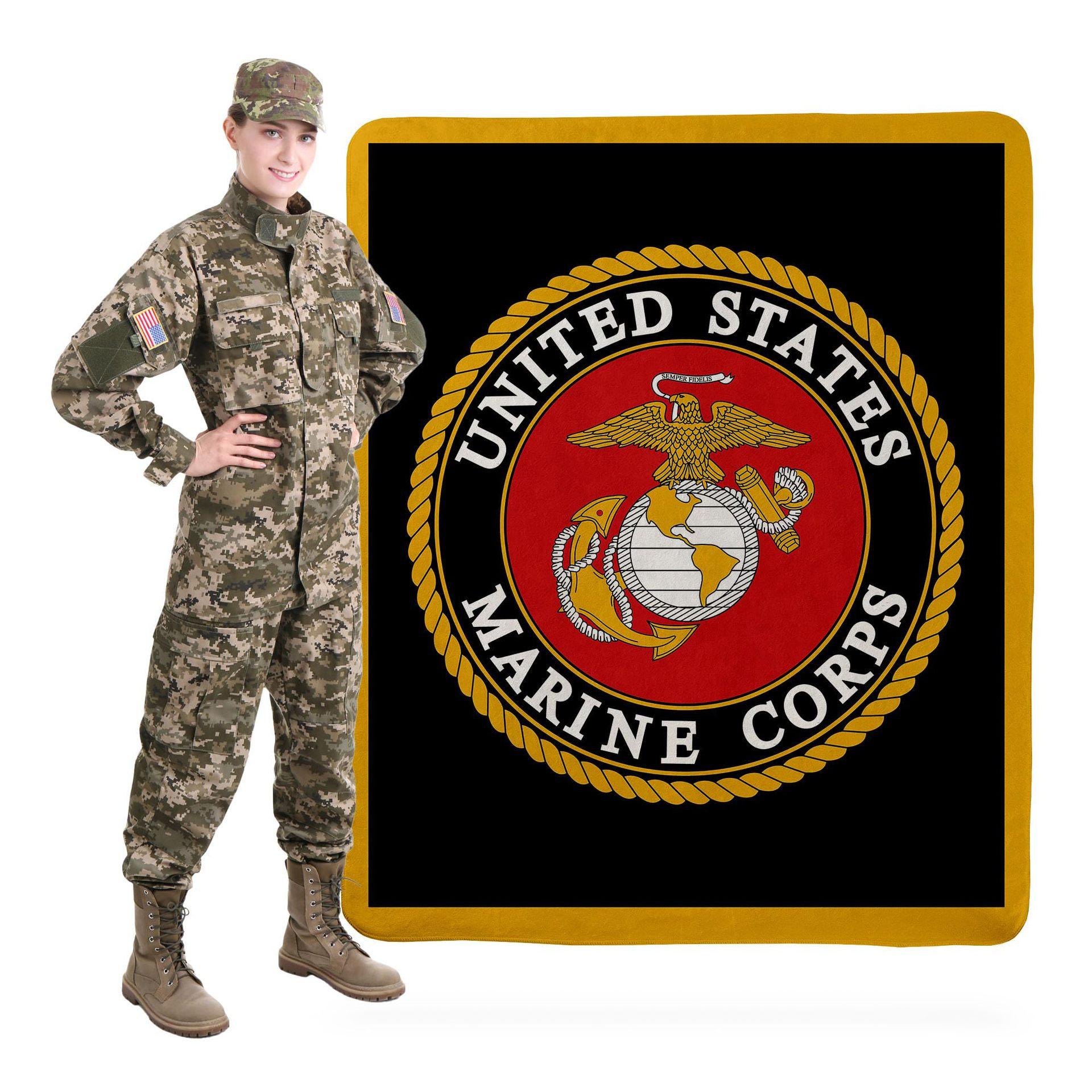 

Marine Corps emblem digital-printed polyester Bedroom velvet flannel soft sofa cover blanket Fleece soft cover blankets for beds 75x90cm
