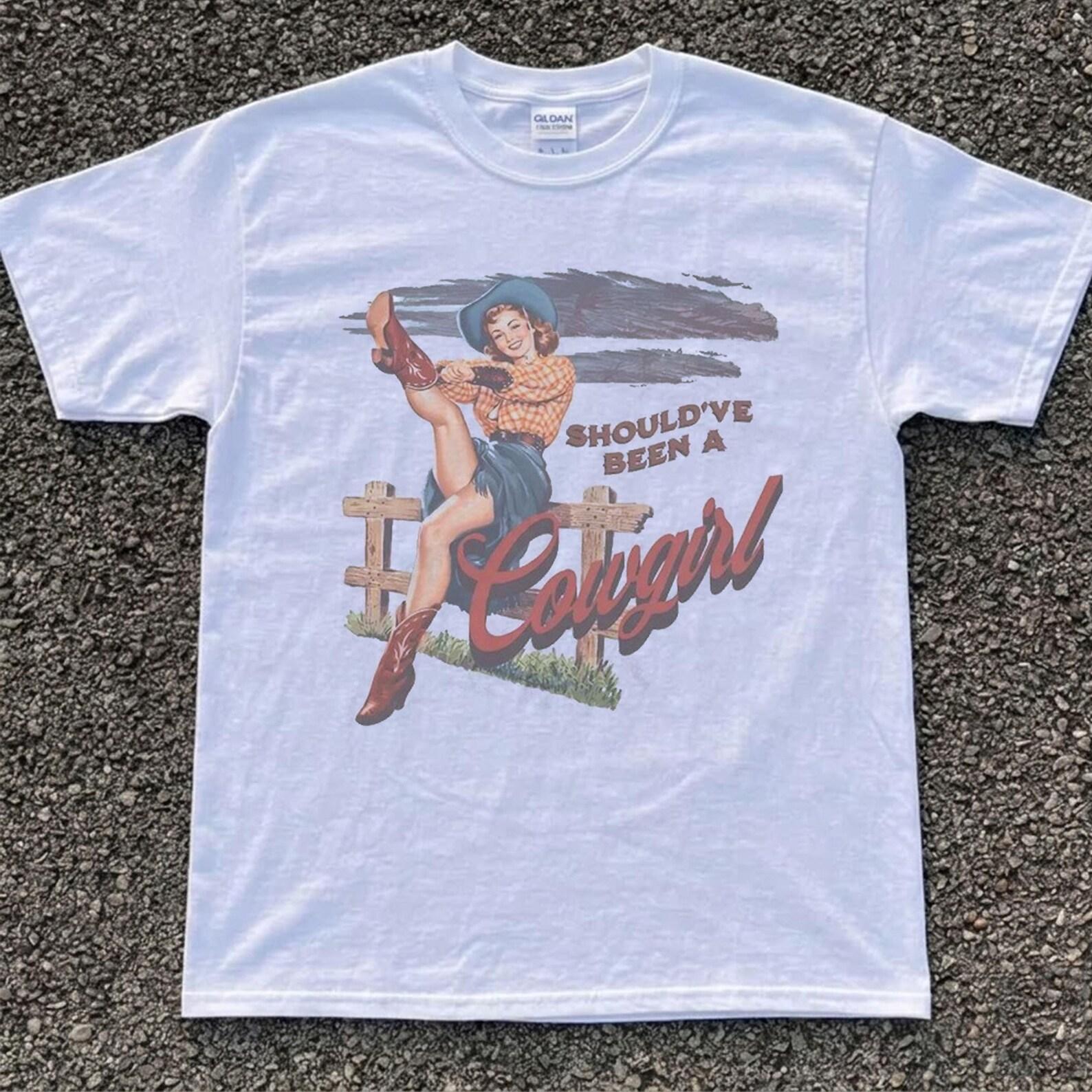 Retro Cowgirl T-Shirt | Britpop 90s Music Tee, Vintage Style, Unisex Retro ConcerT-Shirt XL