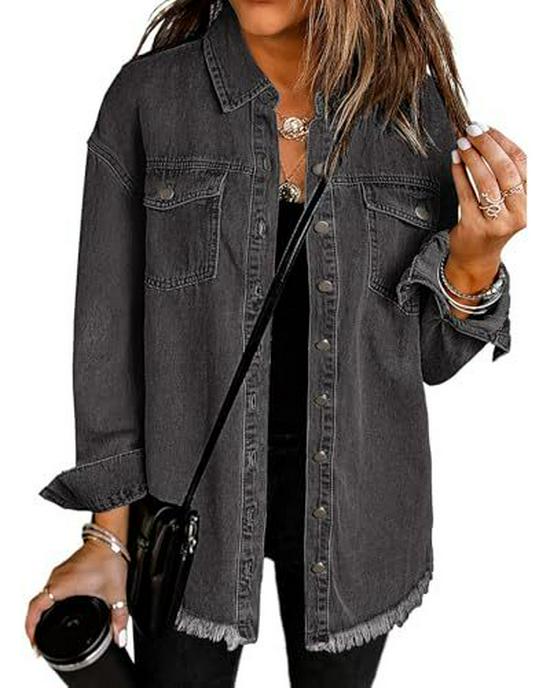 Women's Loose-Fit Brushed Denim Jacket