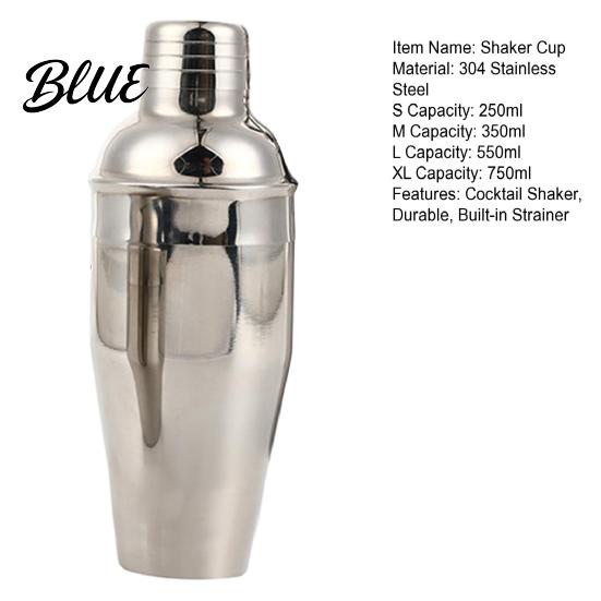 Professional Bar Shaker Stainless Steel Cocktail Cup Leak-Proof Martini Mirror Polished Three Piece Bartender Tool Easy Cleaning Mixer for
