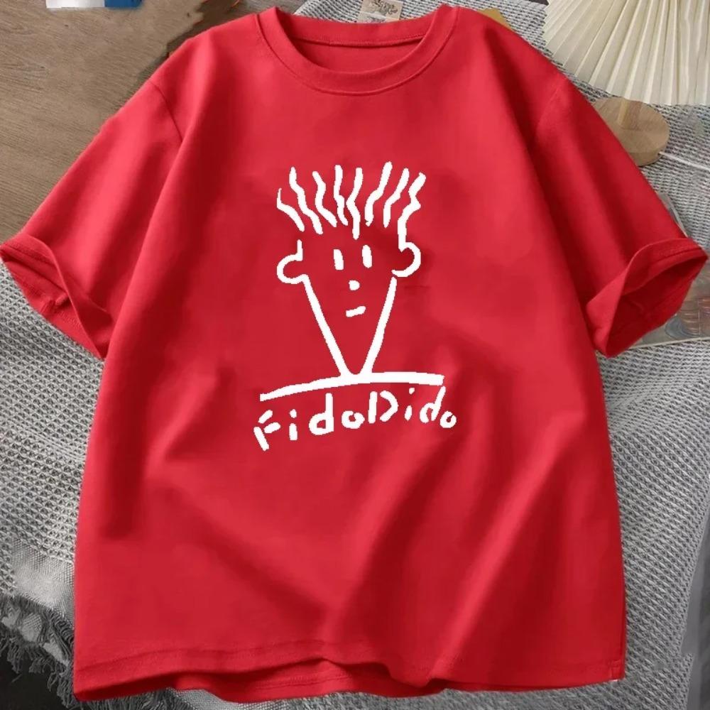 Mann Schwarze T-Shirts Sommer T-Shirt Fido Dido Gesicht T-Shirt Jungen Weiße T-Shirts Sweatshirt Herrenbekleidung Locker Lässig Streetwear