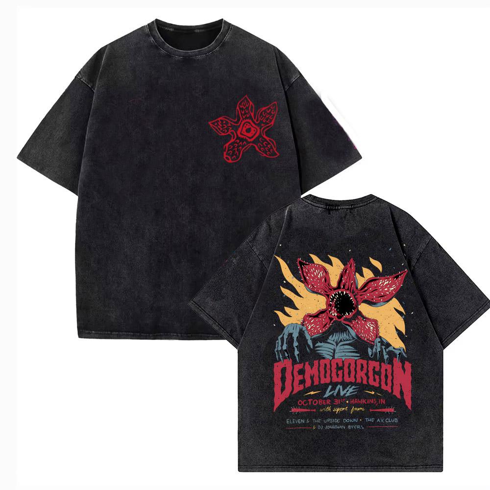 Quality Cotton Acid T Shirt American TV Series Stranger Vintage Washed Movie T-shirt ELEVEN 11 for Men Women