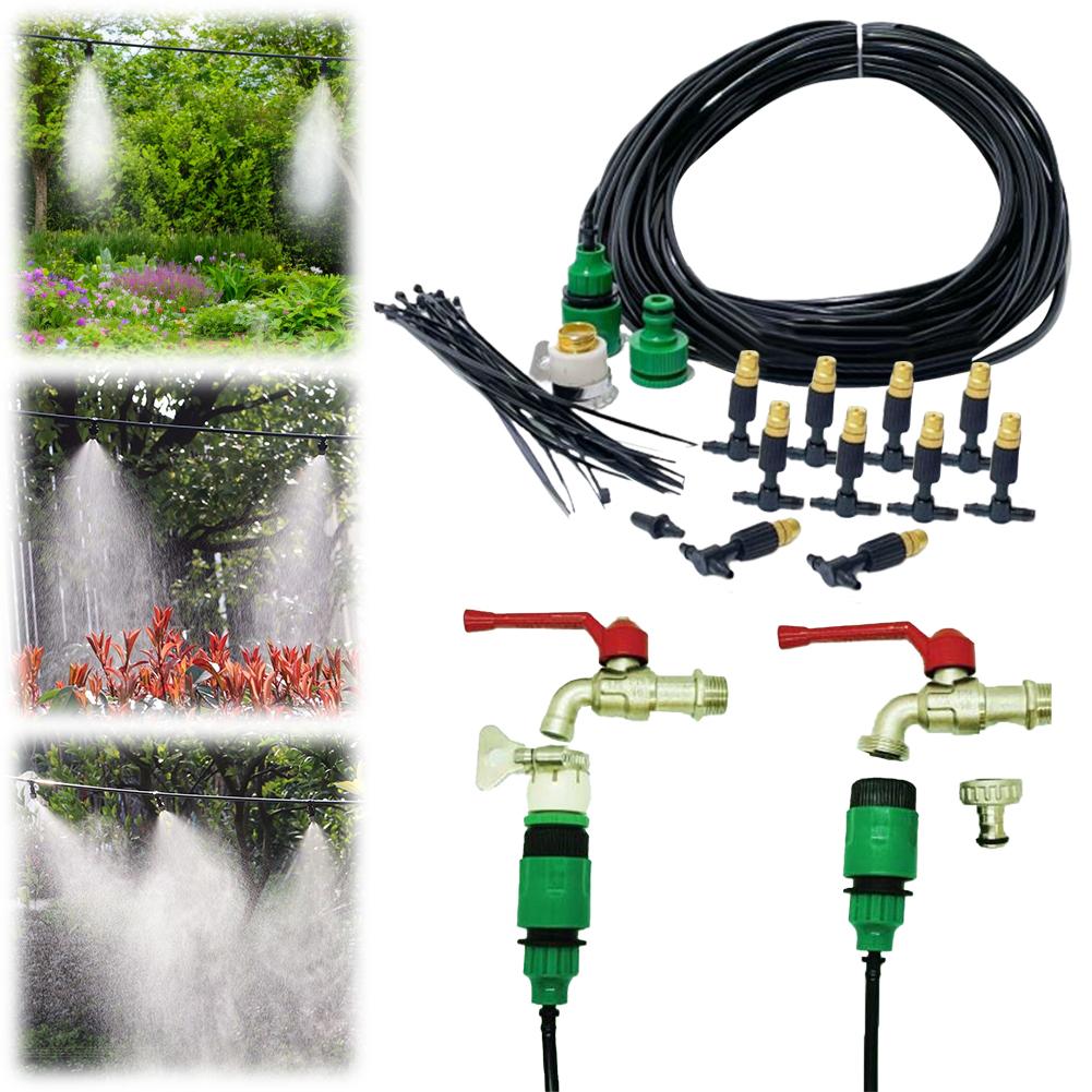 15M Misting Cooling Nozzle System Brass Atomizer Nozzles Kit Outdoor Misting Cooling System Garden Sprayer Drip Irrigation