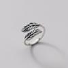 New French Retro Thai Silver Feather 925 Sterling Silver Simple Personality Opening Rings R292