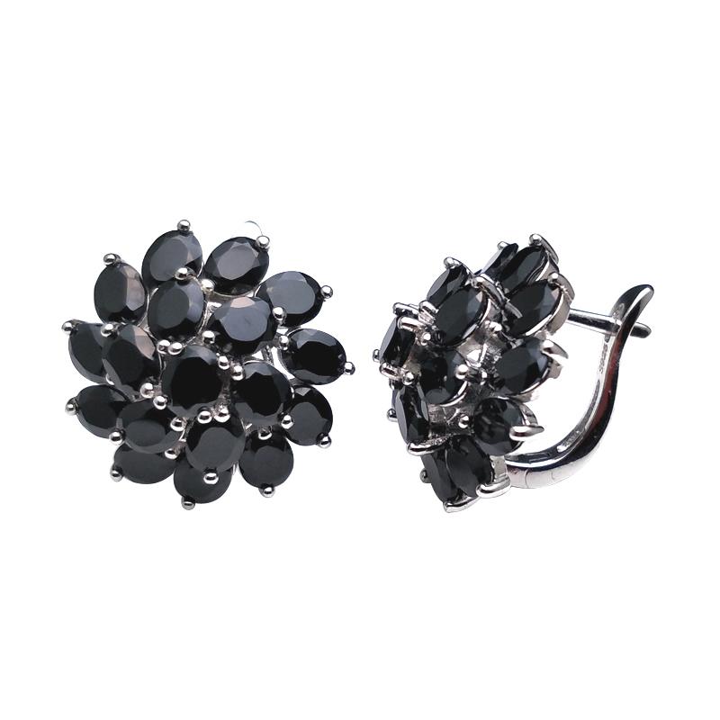 Natürlicher schwarzer Spinell-Edelstein, edles Schmuckset aus 925er Sterlingsilber, bester Ring, Anhänger, Ohrringe für Frauen, täglicher Party-Look