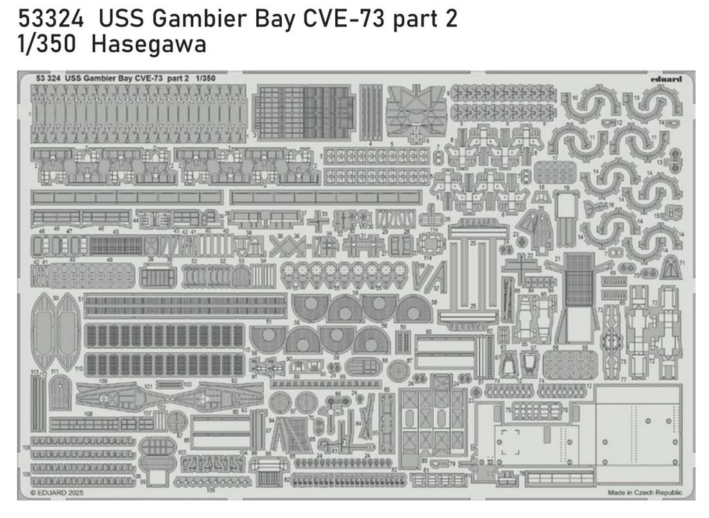 Eduard USS Gambier Bay Partea 2 Piese Fotopezate Piese Model Plastic EDU53324 1/350 CVE-73 (pentru Hasegawa) (Navă)