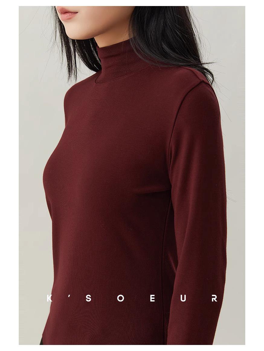 

KSOEUR Women s Super Soft Velvet Knit Semi-High Neck Top 2XL