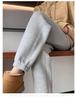 Women's High-Waist Fleece-Lined Cuffed Sweatpants - Thick Grey Joggers for Autumn/Winter 2024