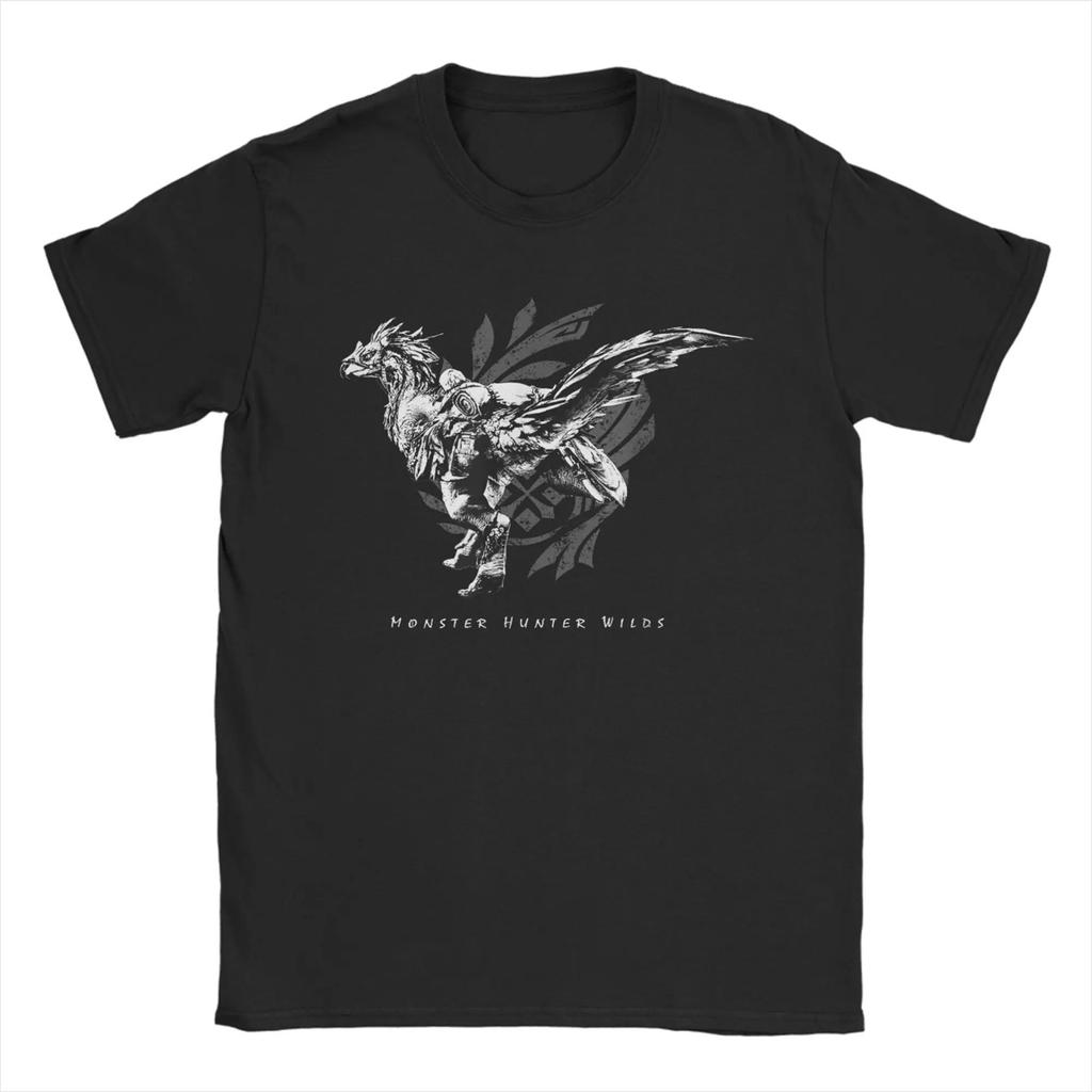 Monster Hunter Wilds Symbol T Shirts Men's Cotton Novelty T-Shirt Round Neck Video Game Tees Short Sleeve Tops 4XL 5XL