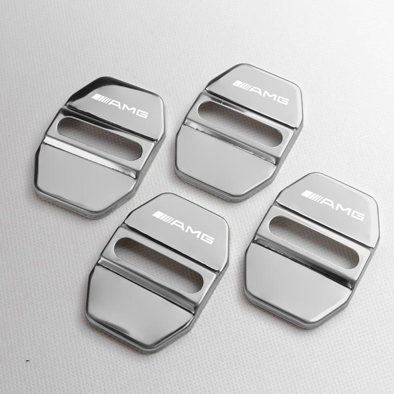 4Pcs Car Door Lock Cover Stainless Steel Cap Sticker Decals For Mercedes Benz AMG GLE GLS CLA CLE GLC CLS GLA W223 W213 W206