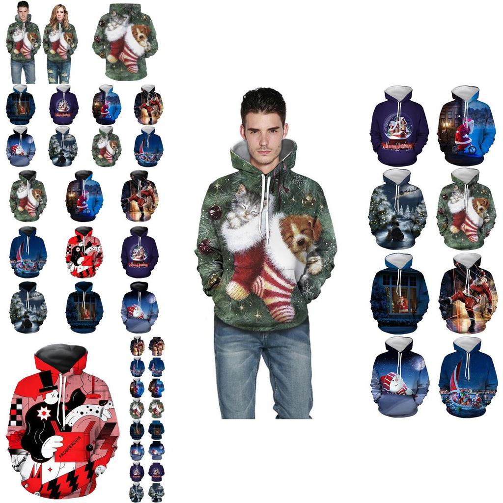 Cozy Soft Mens Womens Christmas 3d Ugly Hoodie Sweater Pullover For Xmas Parties