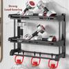 Bathroom Holder Wall-mounted Black Multifunction Storage Rack Strong Load-bearing Rustproof Kitchen Organizer Bathroom Shelf