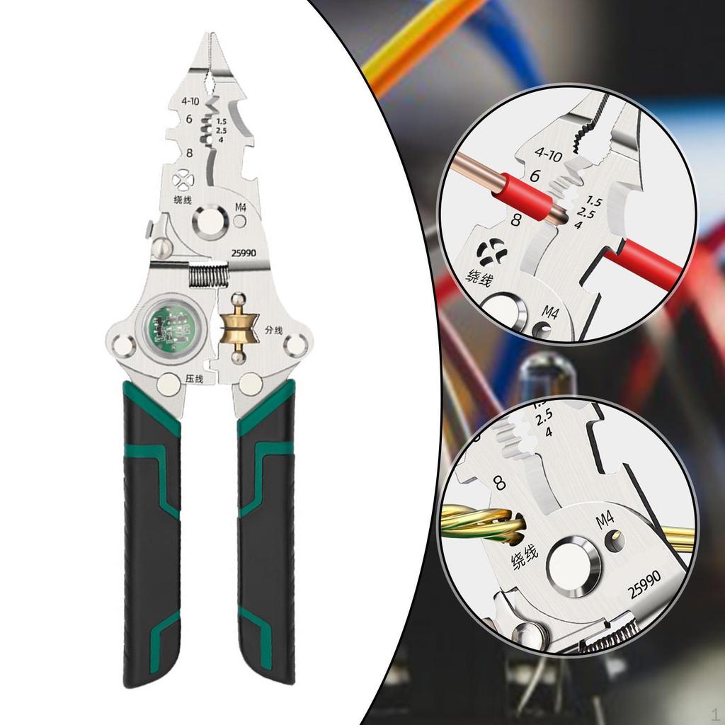 Wire Stripper Crimper Folding Ergonomic Steel Manual Wiring Tool Multifunctional Professional