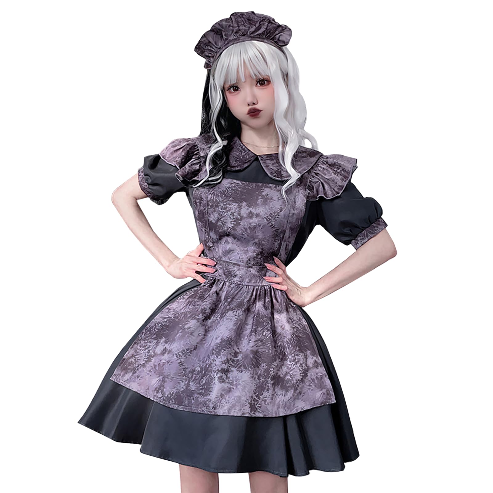 

Milky Time Women s Lolita Maid Halloween Costume, Dark Black (L)
