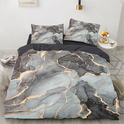Luxury Marble Print Duvet Cover Set Gold Gray Grey Bedding Set Bed Set Twin/Full/Queen/King Size 140x200/260x220cm Hotel Decor