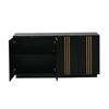 Sideboard, Schrank mit 4 Türen, 35 x 140 x 70 cm, Vergoldete Linien, Schrank mit verstellbaren Einlegeböden, Geeignet für Wohnzimmer und Schlafzimmer, Schwarz+Gold