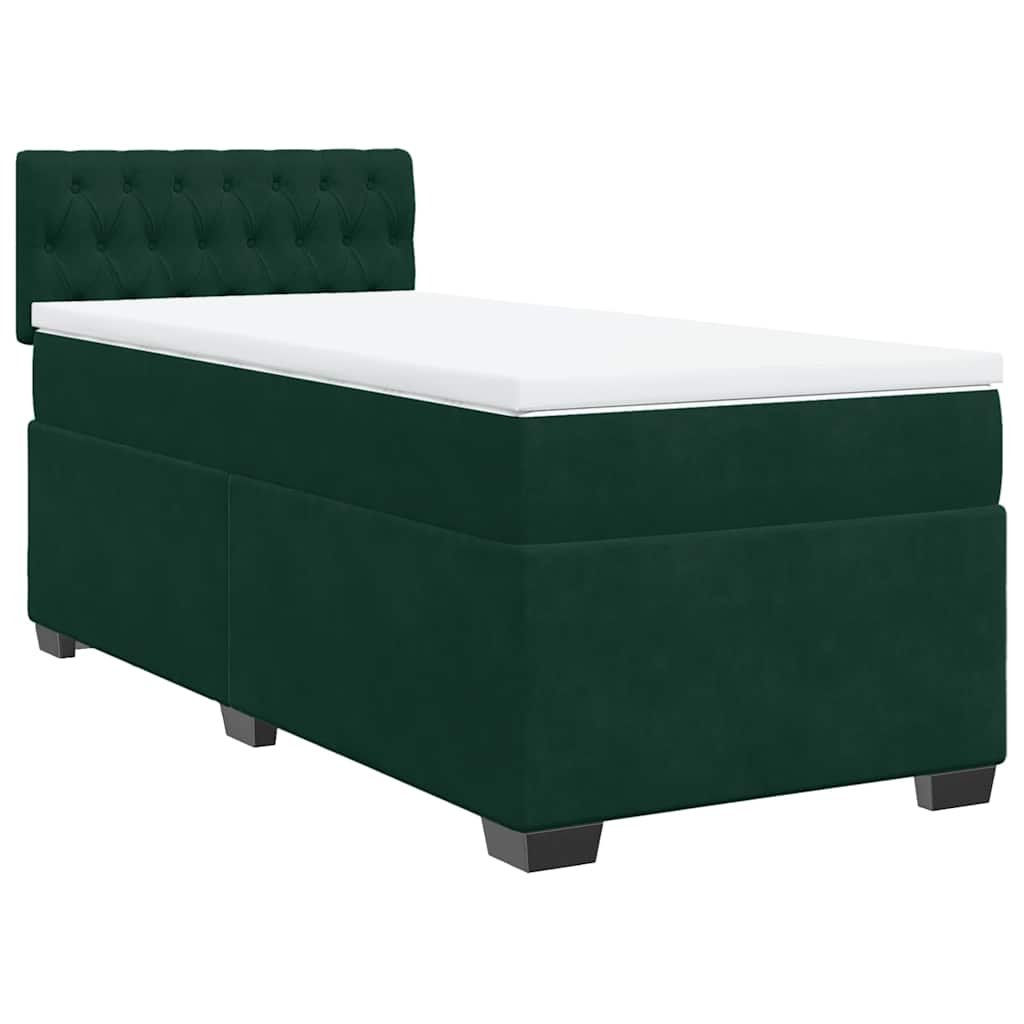 Box Spring Bed with Mattress Dark Green 90 x 200 cm Velvet