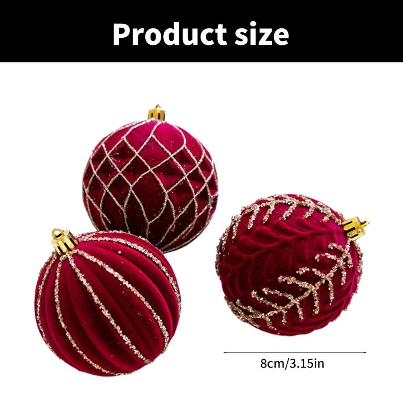 3Pcs Elegant Christmas Tree Baubles with Glitters and Pearls Festival Hanging Ornament Daily Use Home Accessory