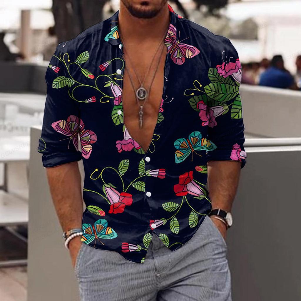Herren Blumenhemd Tropic Leaf 3D-Druck Hemden Männer Mode Hawaiihemd Lässige Strand Kurzarm Bluse Herren Revershemd Junge
