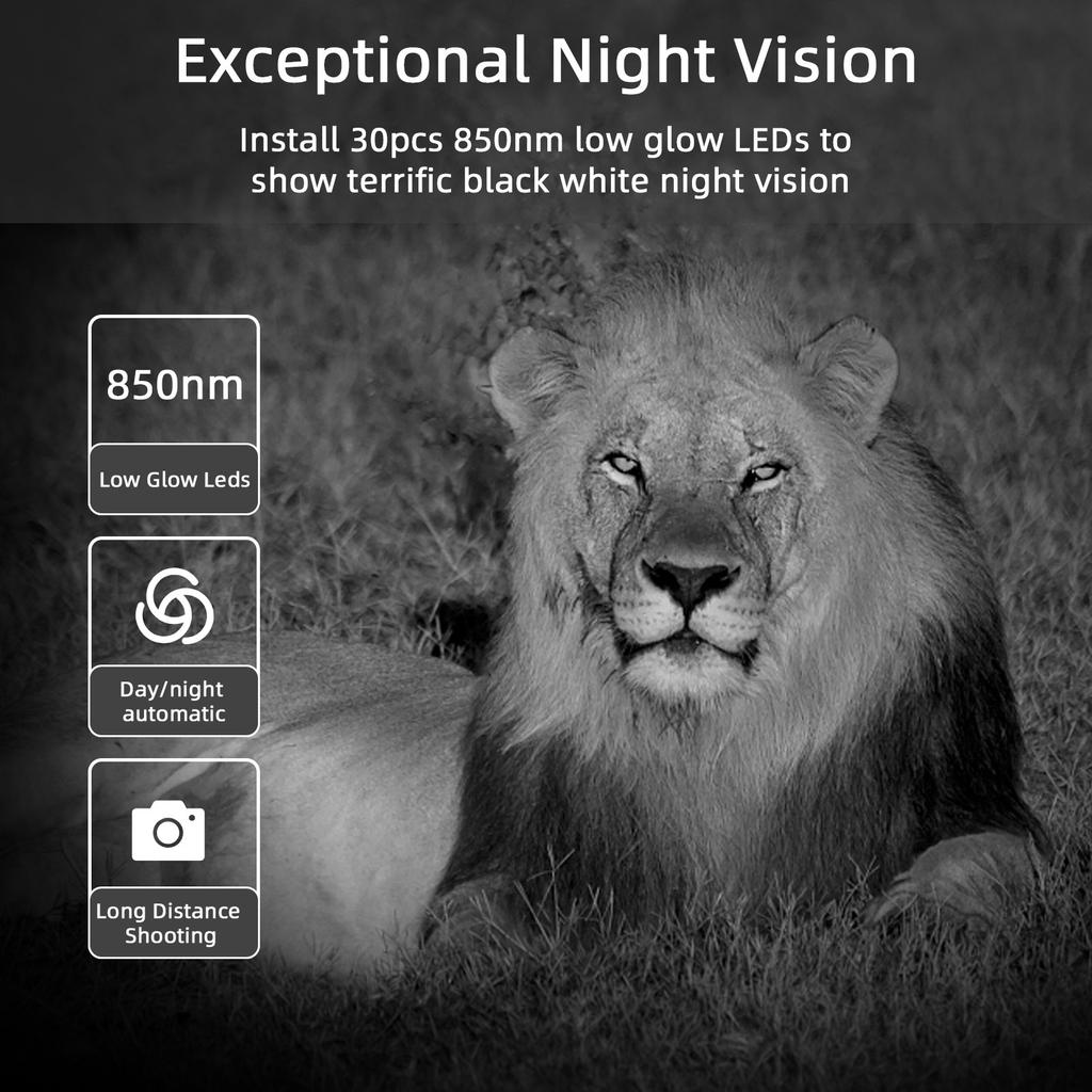 Hc812a Wildlife Observation Camera Wireless Hunting Camera 36mp2.7k Infrared Night Vision Tracking Camera Surveillance Camera
