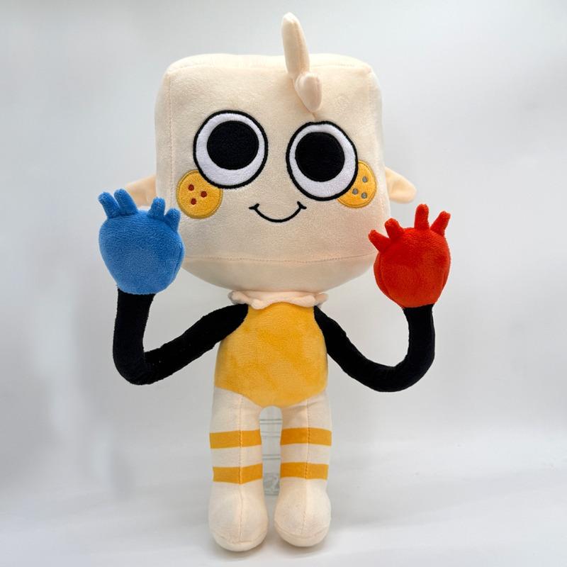 Cute Dandys World Goob Plush Toy Soft Stuffed Cartoon Character Doll Square Head Figure Collectible Home Ornament Birthday Gift for Kids and Game Fans