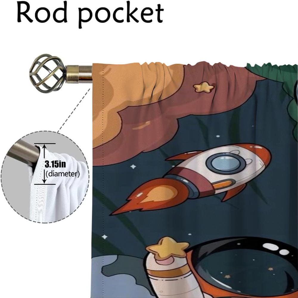 Cortinas para Sala de Estar Cortina para Habitación 2 Paneles Caja Tonos Astronauta Persianas Decoración de Halloween Cortinas de Interior para el Hogar