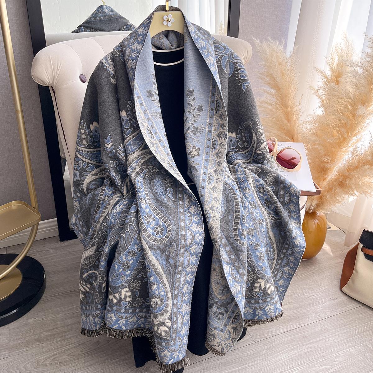 

Новый женский шарф из искусственного кашемира с двусторонним принтом, мягкий и уютный палантин пашмина, осенне-зимнее холодостойкое ветрозащитное одеяло
