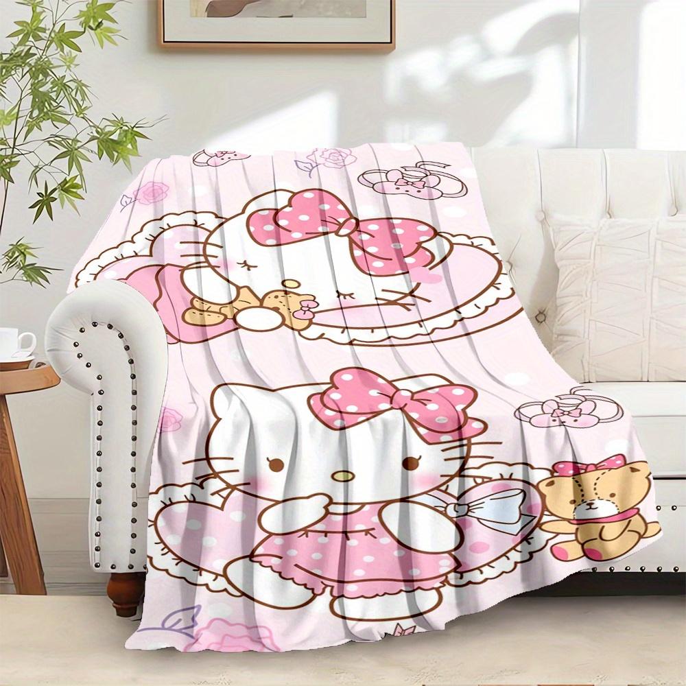 

For Kitty, Cute, PinkAnime-Themed Flannel Blanket, Glam Style, Digital Print, All-Season Comfort, Tear-Resistant, Knitted Craftsmanship, Pol 130x150cm