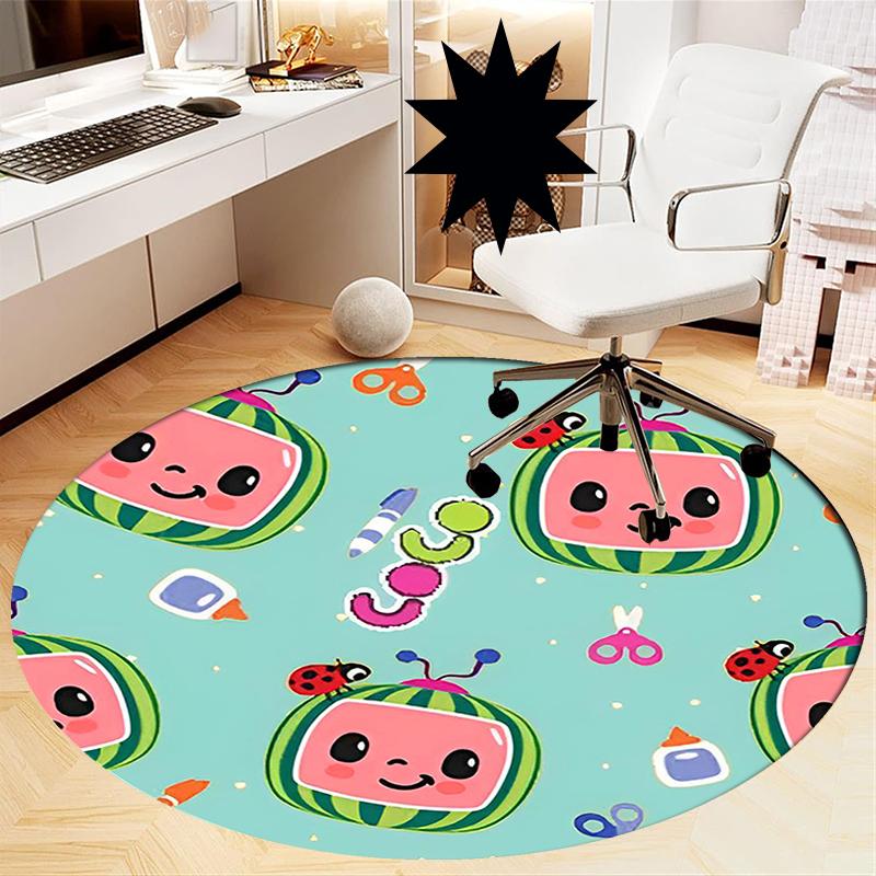 Cocomelon Printed Round Rug Carpet Chair Rug Area Rug Entryway Doormats,for Office Chair Living Room Bedroom Kitchen Room.