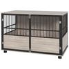 Robuster Und Stilvoller Hundekäfig 100x60x68cm Walnuss-Holzoptik Und Schwarz