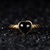 Fashion Personality S925 Sterling Silver Inlaid With Natural Black Agate Gemstone Heart-Shaped Love Ring Women'S Simple And Versatile Earrings