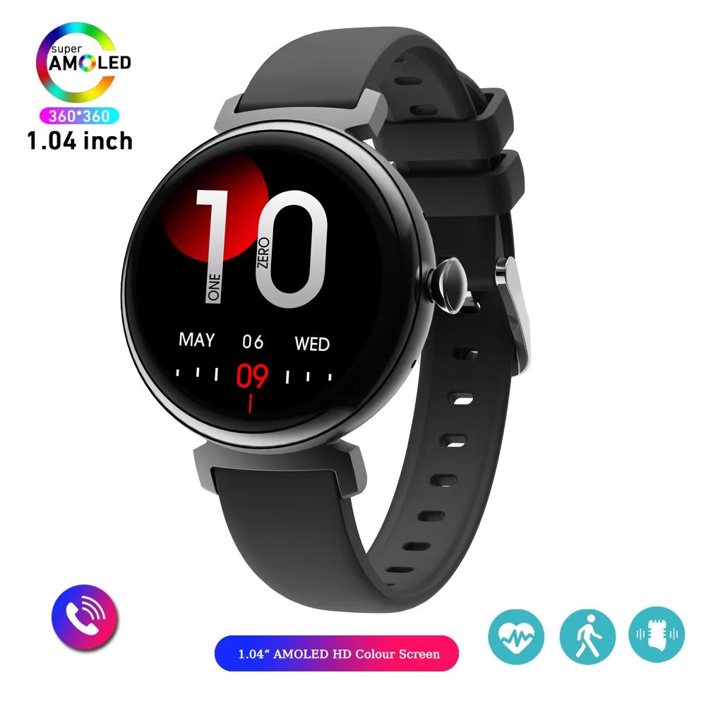 1,04-calowy ekran AMOLED Modny damski smartwatch Ekran zawsze włączony Połączenia Bluetooth Smartwatch Metalowa obudowa Zegarek z małym ekranem