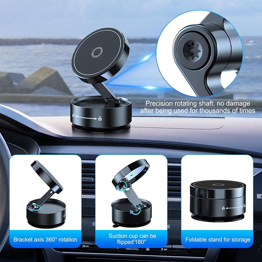 2025NOVÝ Q12 Magnetický držák telefonu do auta Silný magnet Vakuová přísavka Stojan Skládací 360° Nastavitelný držák pro iPhone Samsung