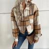 Women's 2026 Europe and The United States Short Paragraph Plaid Shirt Retro Lapel Jacket Female