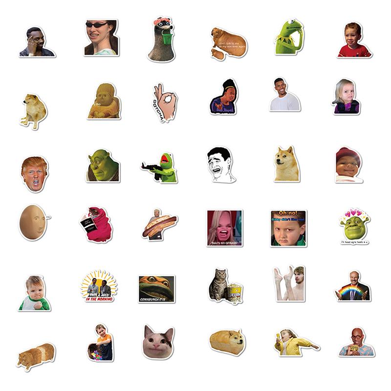 50ks samolepek Funny Expression Vodotěsné nálepky na zavazadla na skateboard na notebook