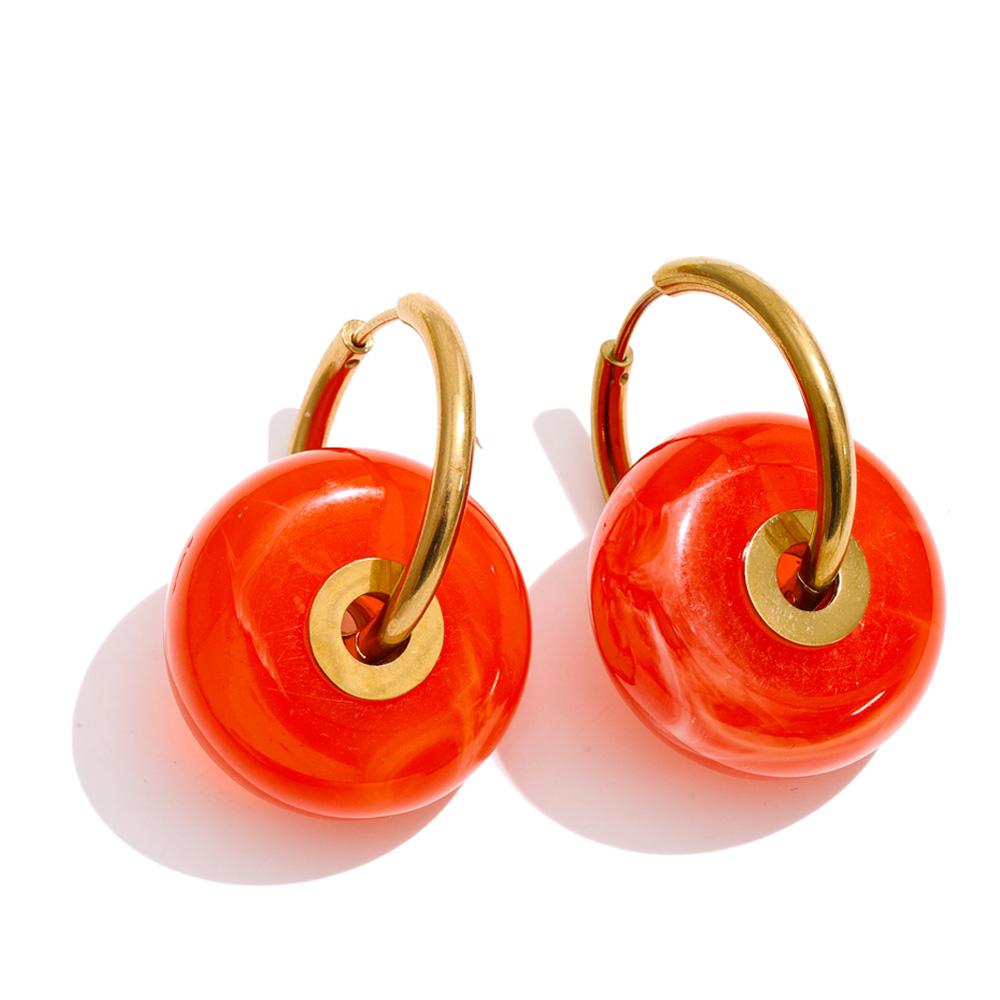 

Yhpup 6 Color Acrylic Resin Round Thick Drop Earrings Summer Y2K Style Stainless Steel Exclusive Popular Jewelry Waterproof